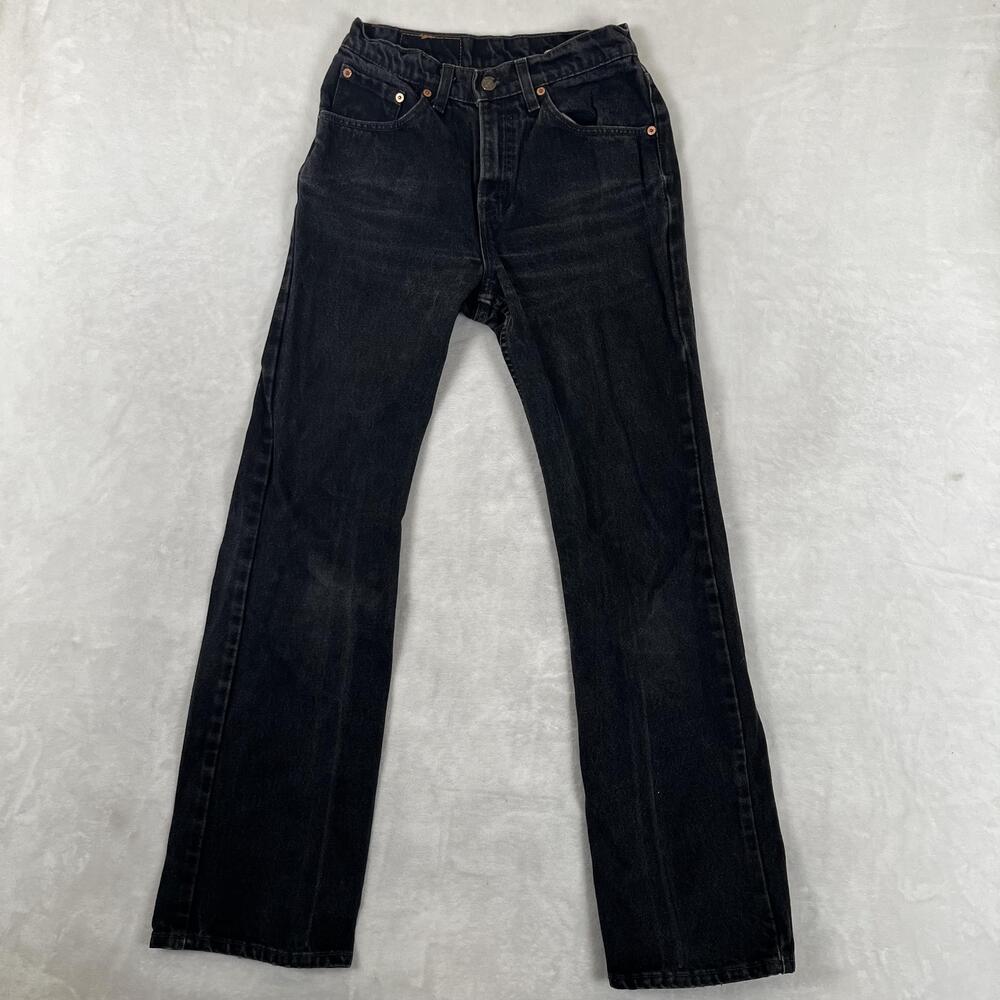 Vintage Levi's 517 Jeans Women Size 7 Junior Black Boot Cut Denim Made In USA